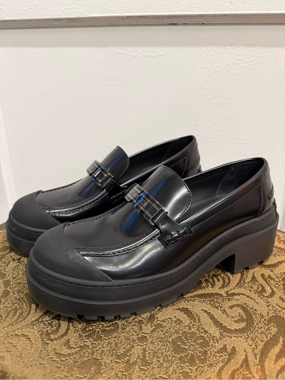Dior “Code” Black Chunky Leather Loafers